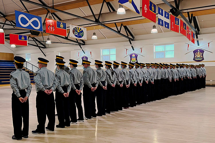 Cadets line up for first drill class