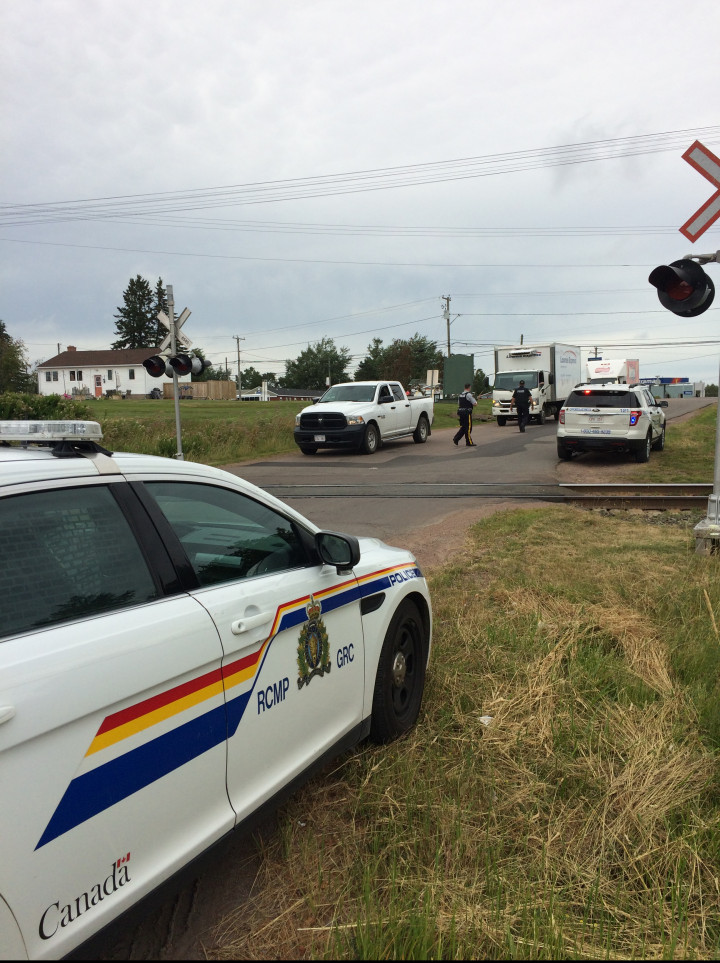 RCMP members from Sackville took part in an educational road block with CN Police in Sackville on July 27.