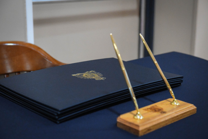 Official Change of Command Parchment placed on table