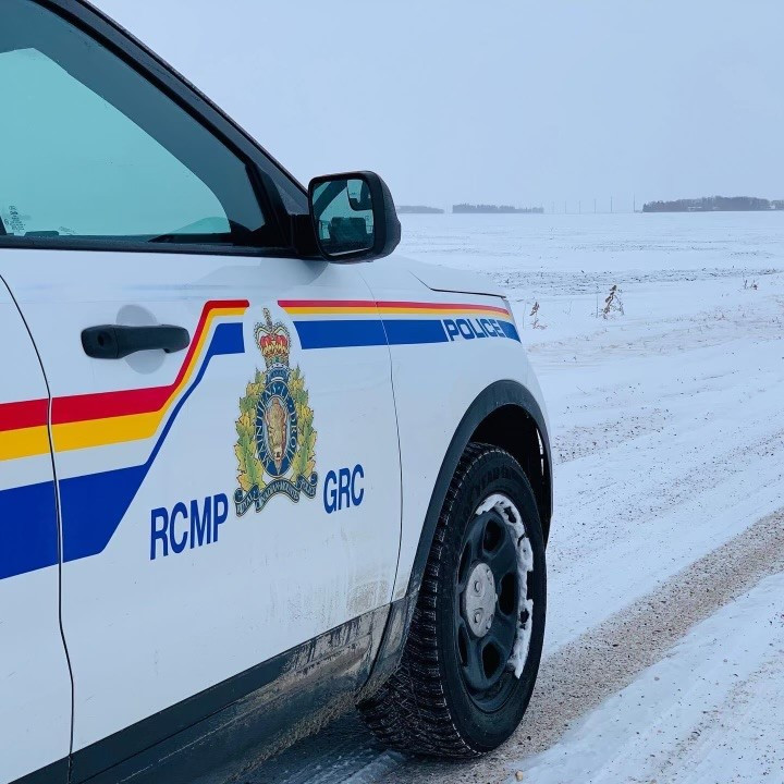 Marked RCMP vehicle on snowy road