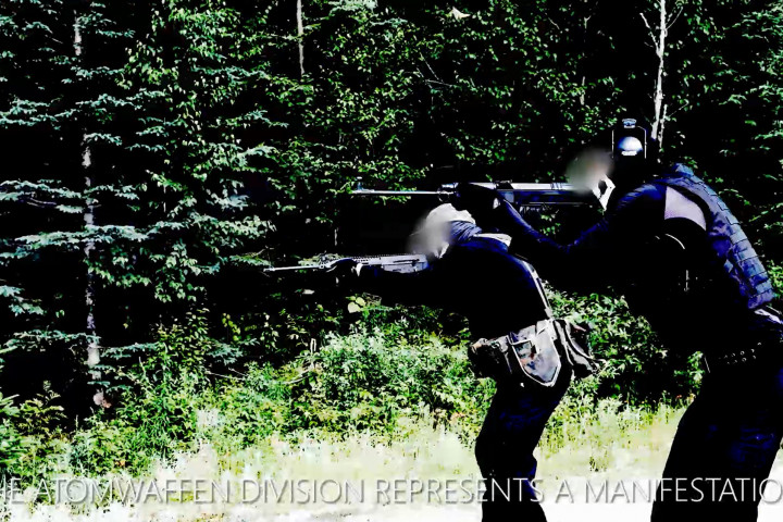 Screenshot from an Atomwaffen Division propaganda video