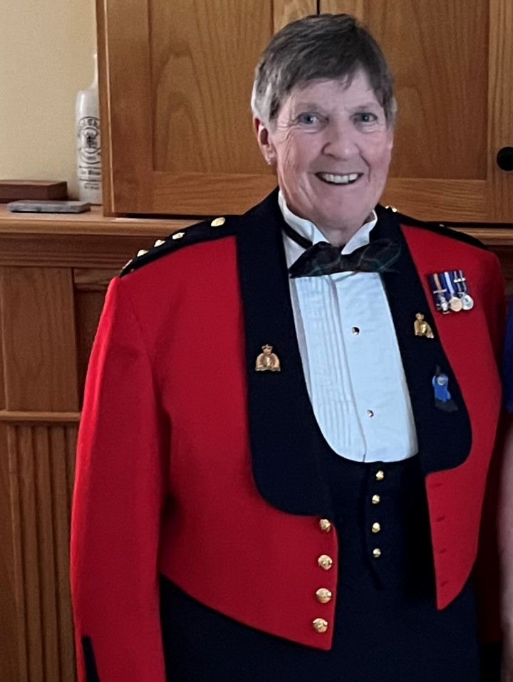 Ruby Burns in RCMP Mess Kit dress